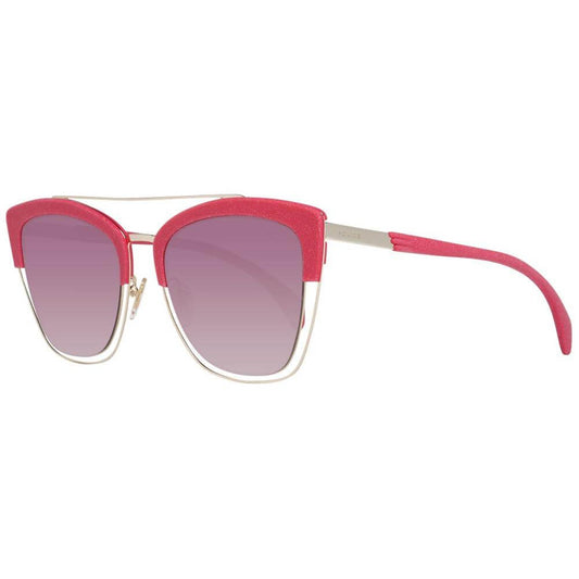 Butterfly style pink women's sunglasses with gradient brown lenses, metal and plastic frame, offering 100% UVA & UVB protection.