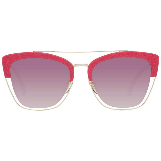 Police pink butterfly sunglasses for women with gradient brown lenses, metal and plastic frame, 100% UVA & UVB protection.