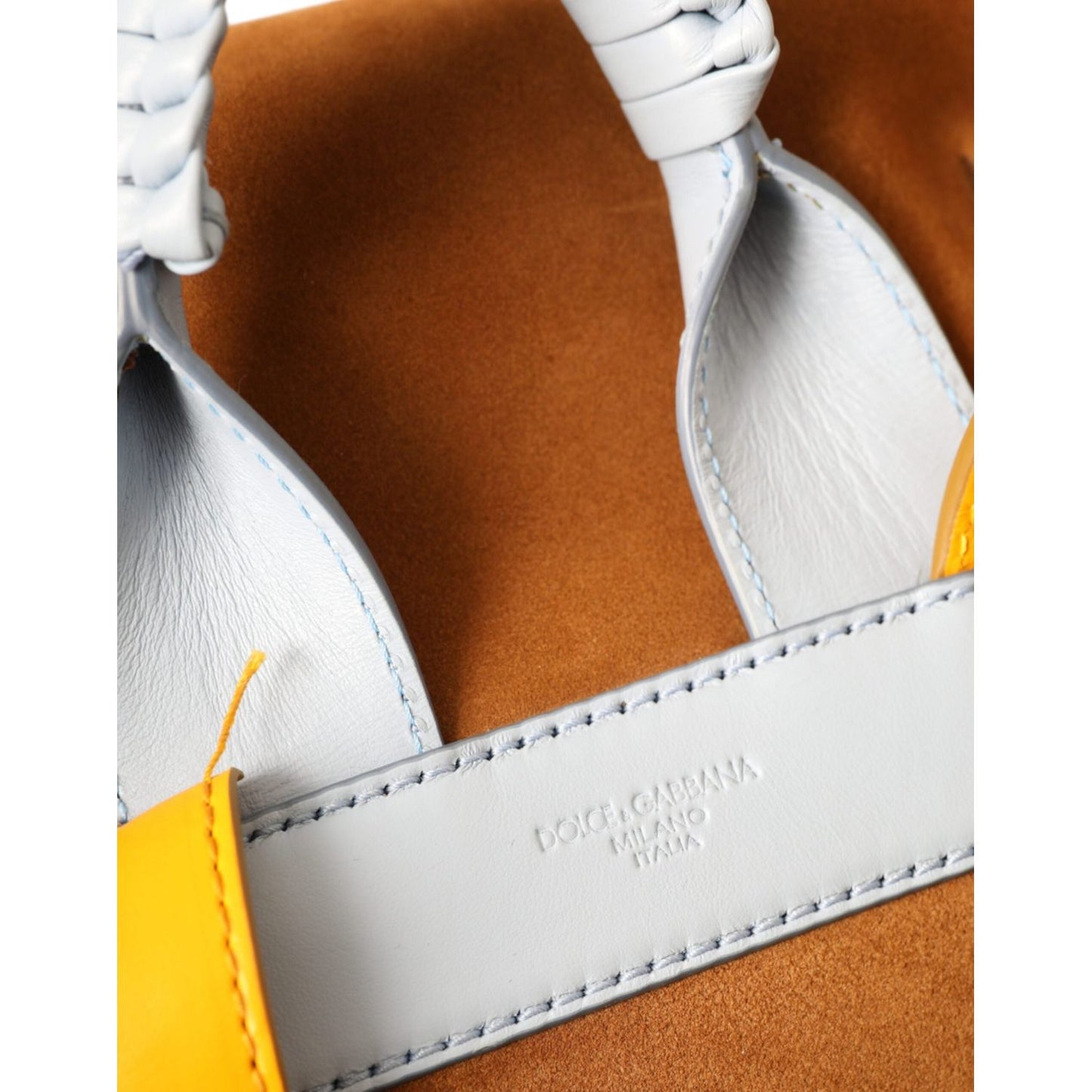 Dolce & Gabbana Brown Yellow Suede Leather Logo Backpack Bag