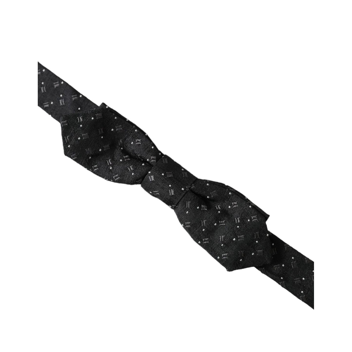 Dolce & Gabbana Black Silk Patterned Adjustable Neck Men Papillon Bow Tie