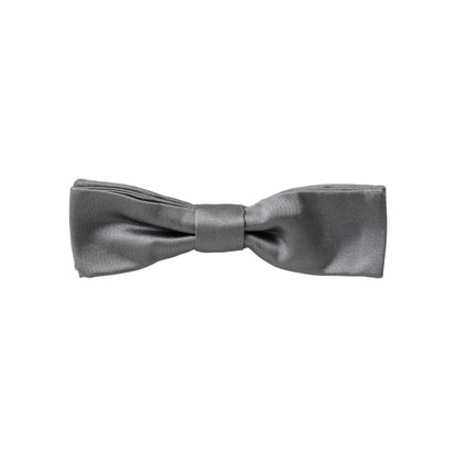 Dolce & Gabbana Gray Satin Silk Adjustable Neck Men Papillon Bow Tie