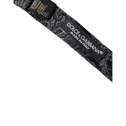 Dolce & Gabbana Black Silk Jacquard Adjustable Neck Men Bow Tie