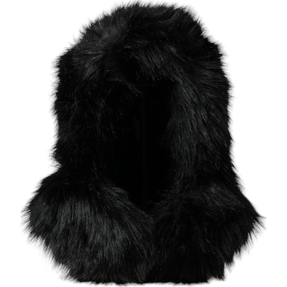 Dolce & Gabbana Black Faux Fur Whole Head Wrap Hat