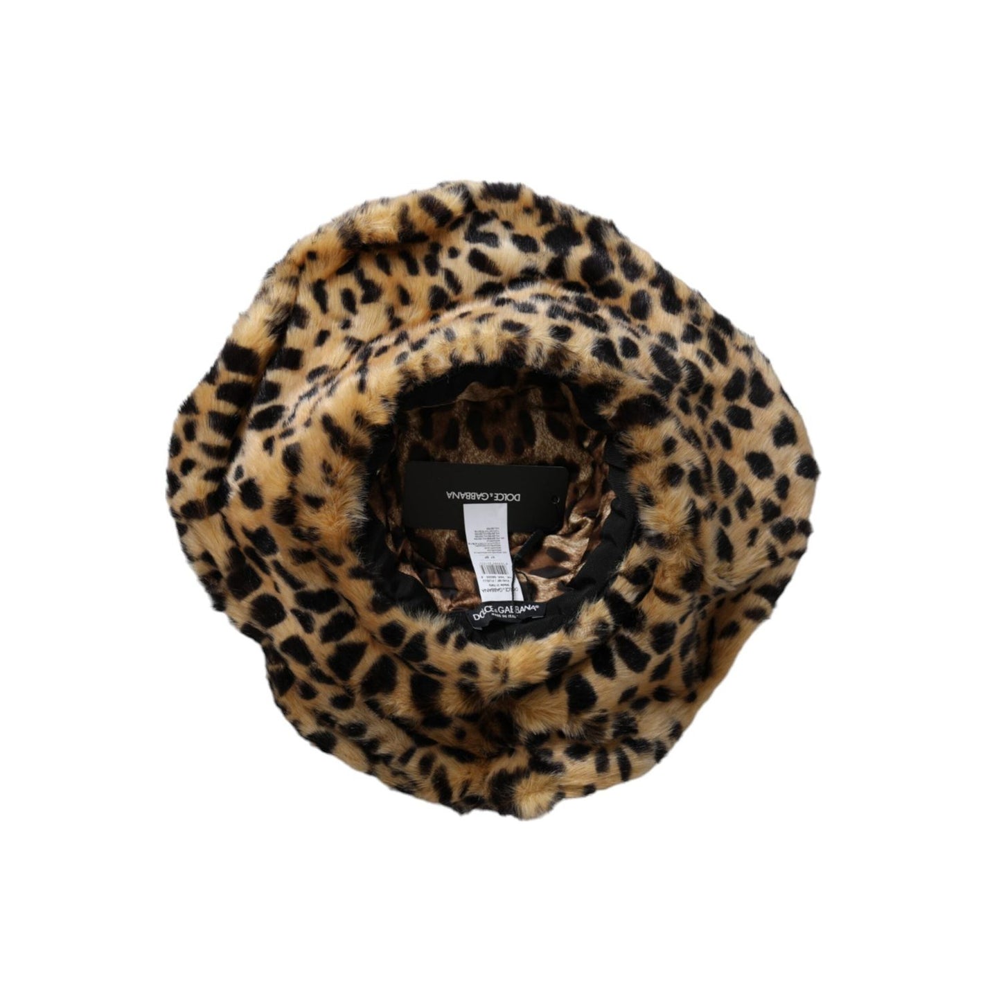 Dolce & Gabbana Brown Leopard Fur Women Bucket Hat
