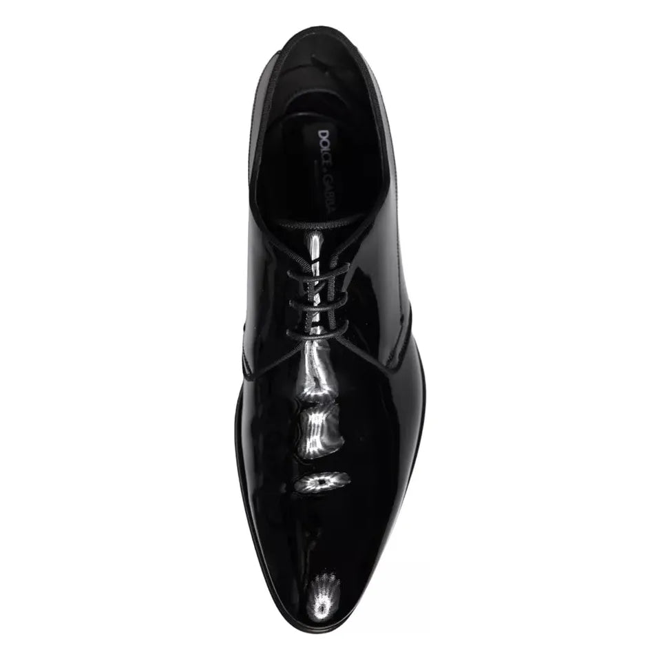 Dolce & Gabbana Black Calfskin Leather Derby Men Dress Shoes
