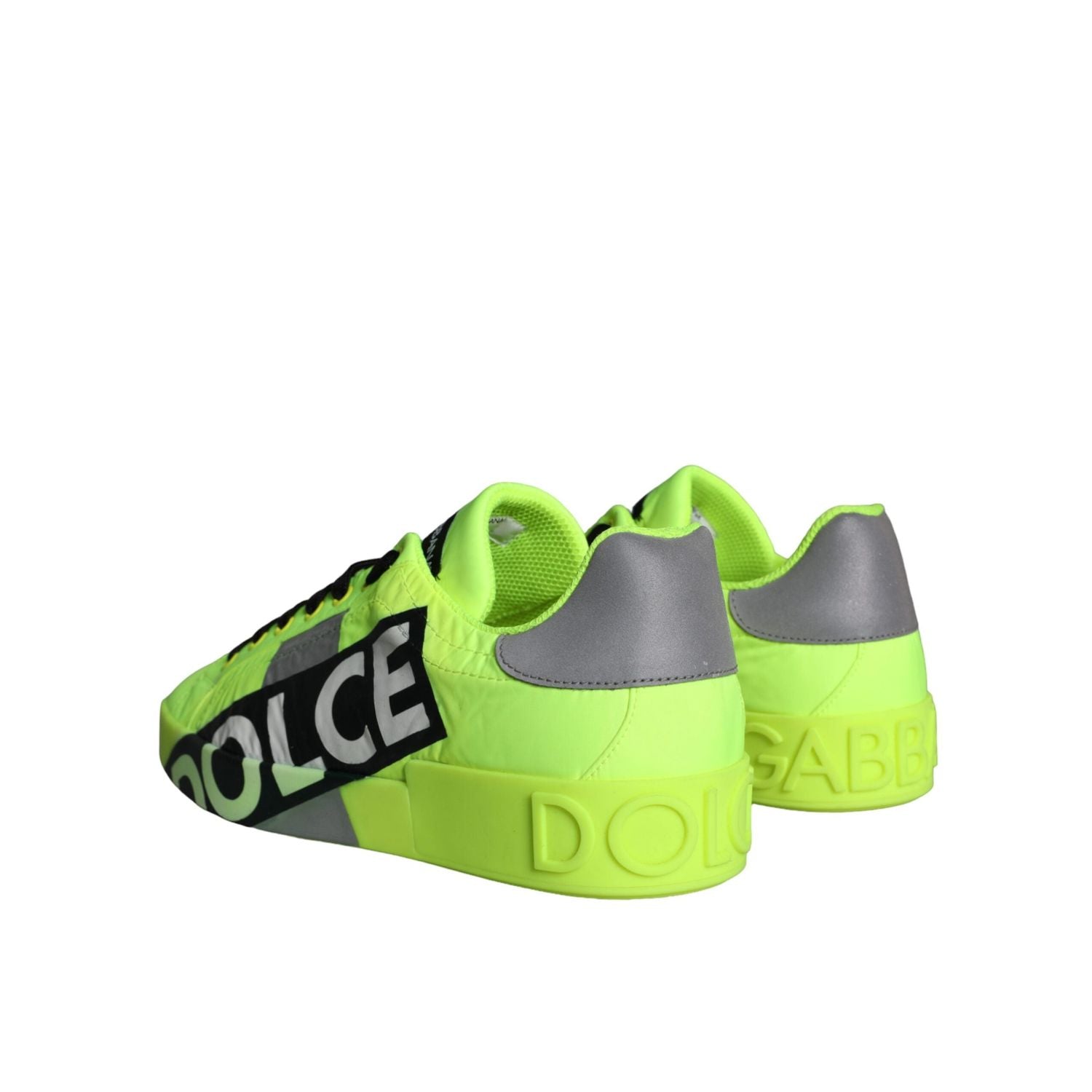 Dolce & Gabbana Neon Green Logo Tape Low Top Sneakers Shoes