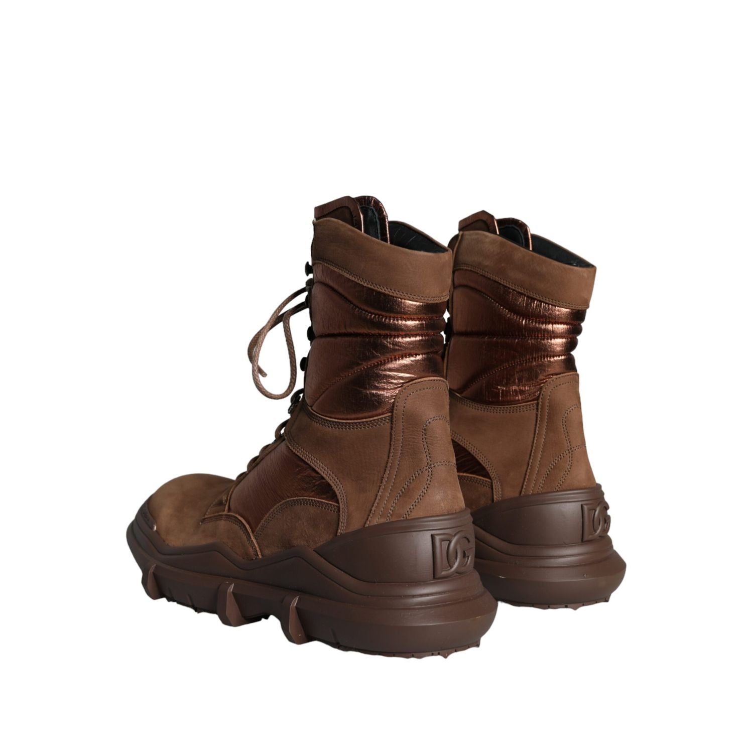 Dolce & Gabbana Brown Suede Leather Military Combat Men Boots Shoes