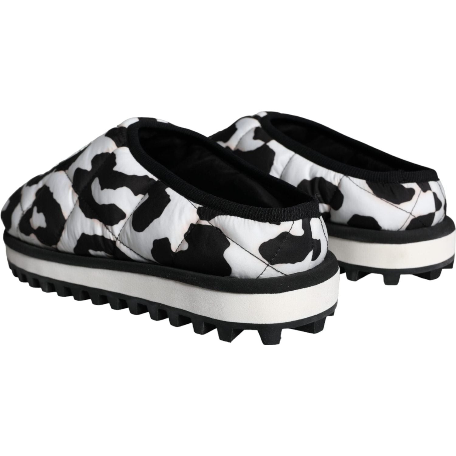Dolce & Gabbana Black White Quilted Logo Sandals Slides Shoes