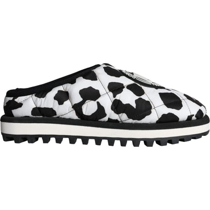 Dolce & Gabbana Black White Quilted Logo Sandals Slides Shoes