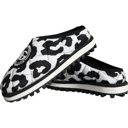 Dolce & Gabbana Black White Quilted Logo Sandals Slides Shoes