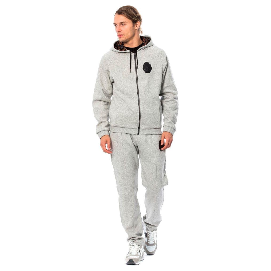 Billionaire Italian Couture Gray Cotton Hooded Sweatsuit