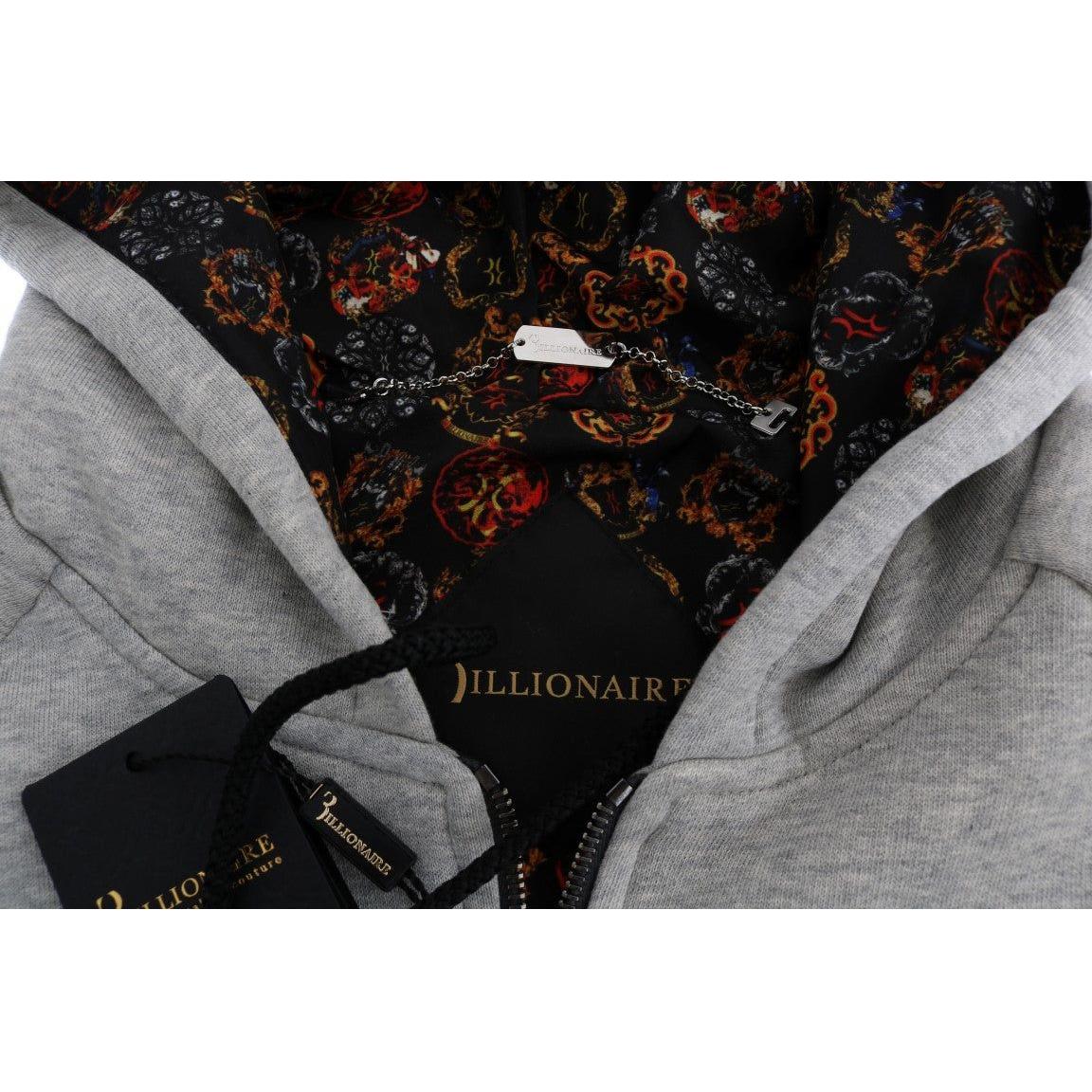 Billionaire Italian Couture Gray Cotton Hooded Sweatsuit