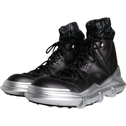 Dolce & Gabbana Black Nylon Galileo High Top Sneakers Shoes