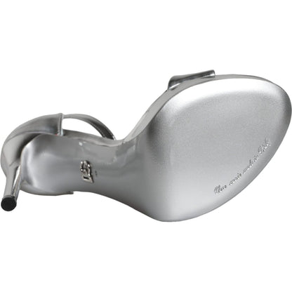 Dolce & Gabbana Silver KEIRA Heels Ankle Strap Sandals Shoes