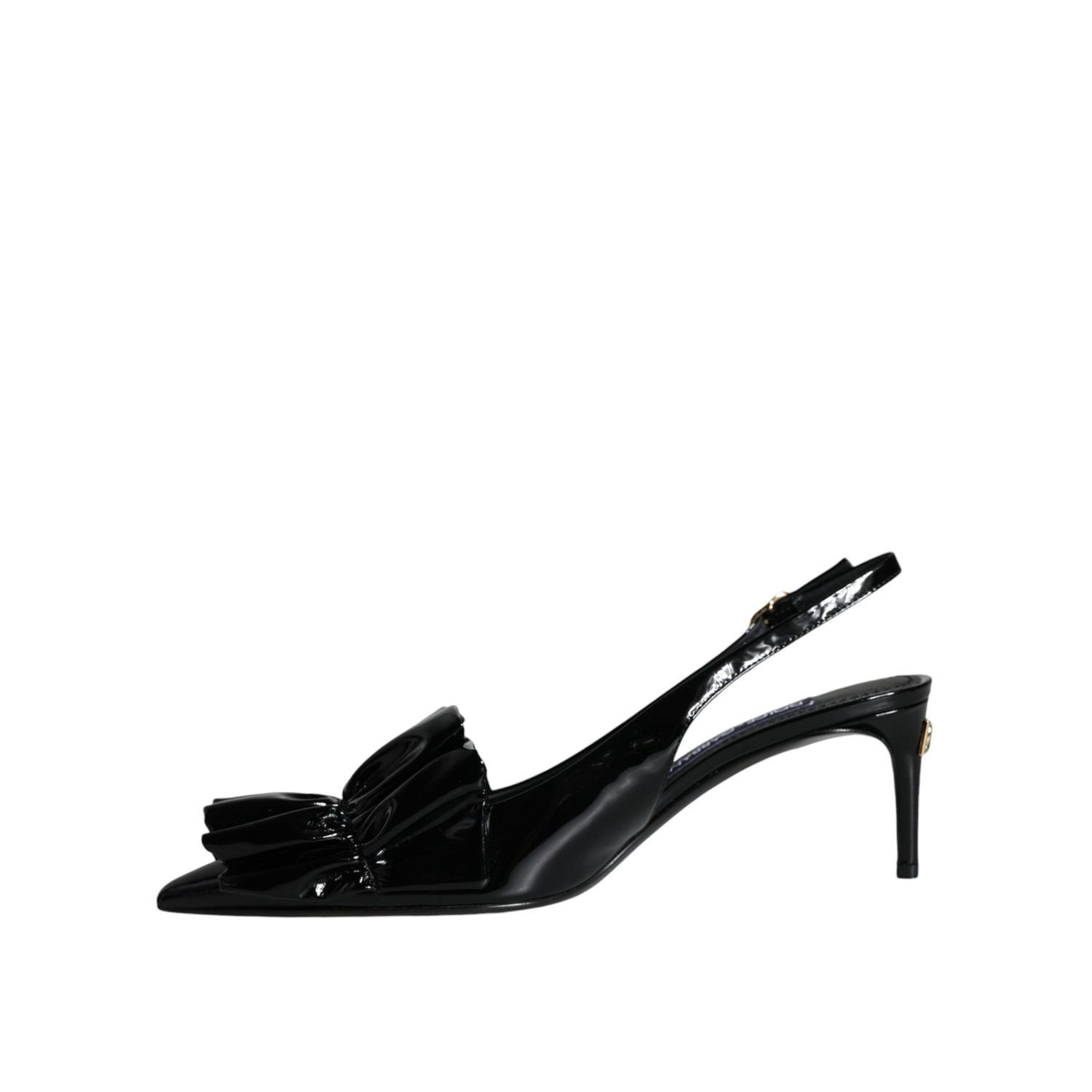 Dolce & Gabbana Black Patent Leather Heels Slingback Shoes