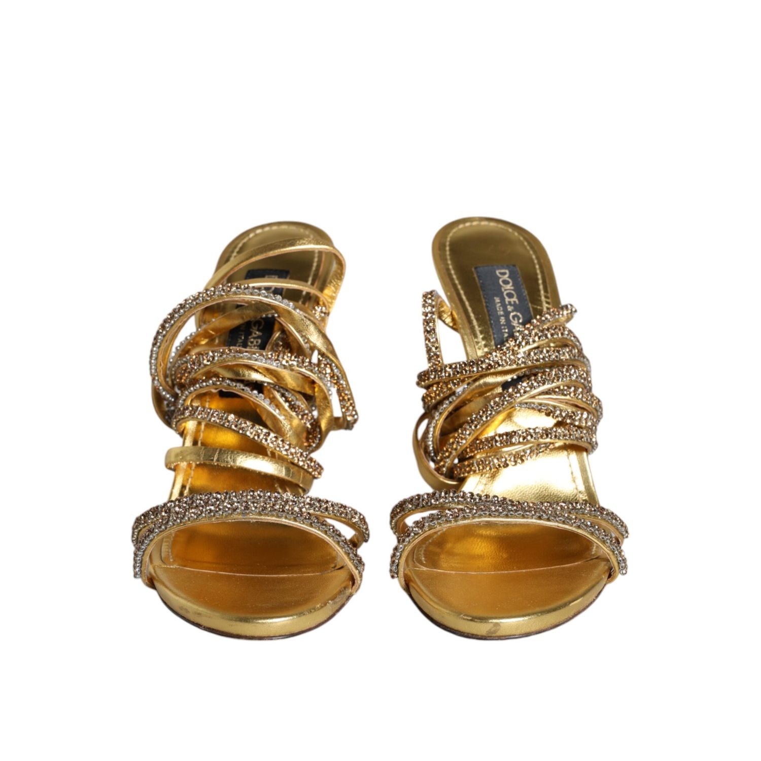 Dolce & Gabbana Gold Crystals Keira Heels Sandals Shoes