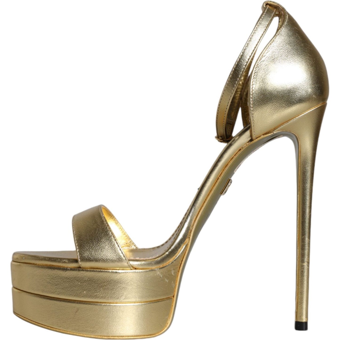 Dolce & Gabbana Gold Leather Platform Keira Sandals Shoes