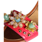 Dolce & Gabbana Fuchsia Leather Embellished Keira Sandals Shoes LA11426-36