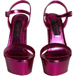 Dolce & Gabbana Fuchsia Leather Platform Logo Keira Sandals Shoes LA11488-39