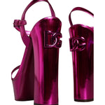 Dolce & Gabbana Fuchsia Leather Platform Logo Keira Sandals Shoes LA11488-39