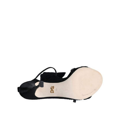 Dolce & Gabbana Black Mesh Stiletto Heels Sandals Shoes