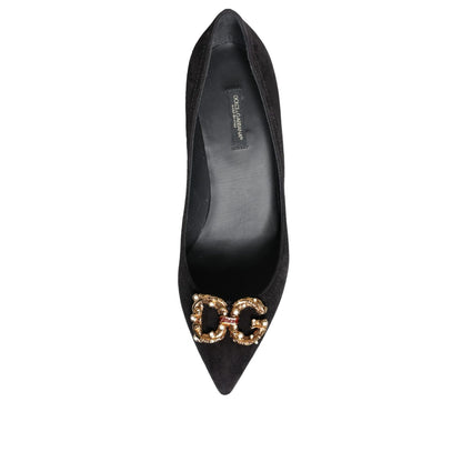 Dolce & Gabbana Black Amore Suede Bellucci Heels Pumps Shoes