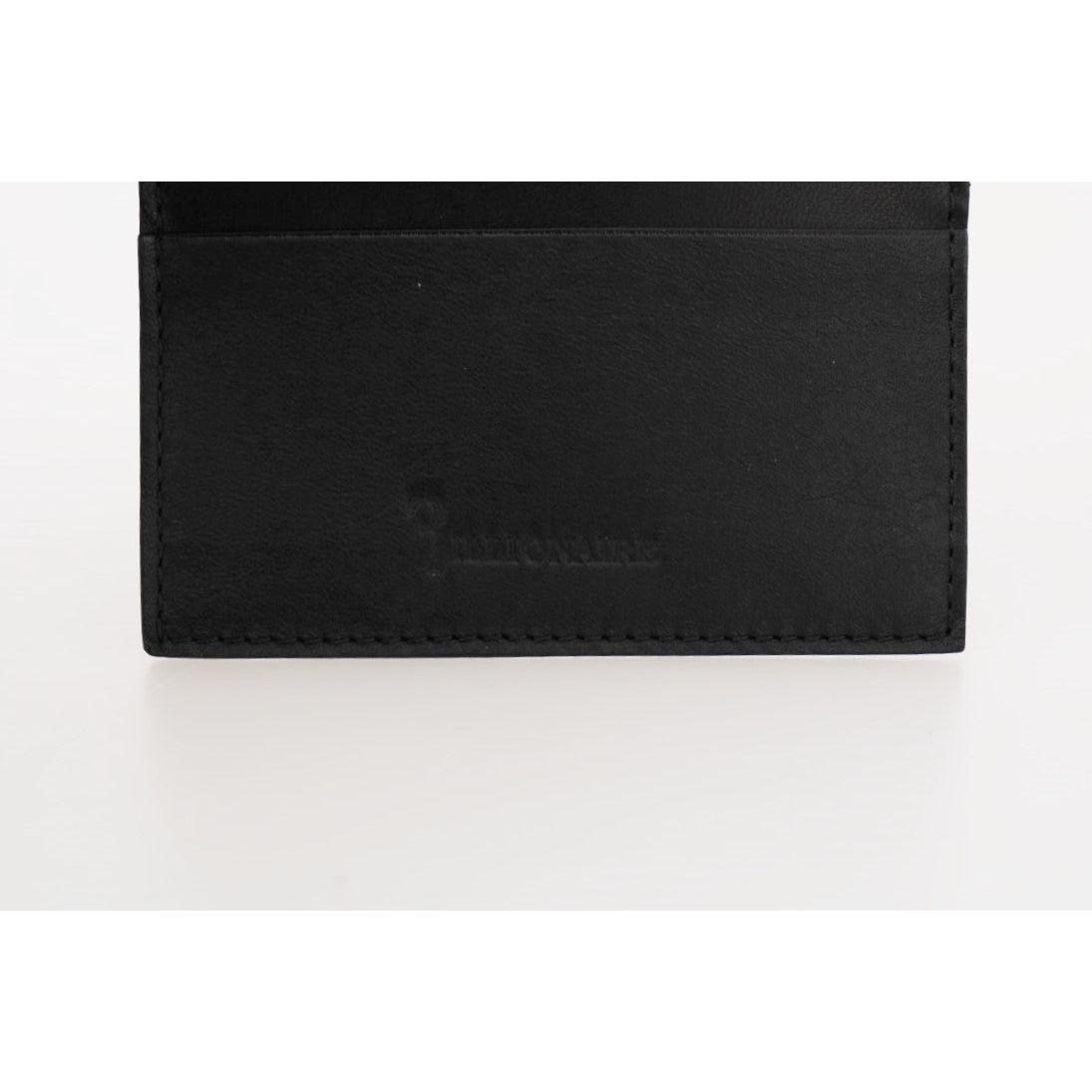 Billionaire Italian Couture Black Leather Cardholder Wallet Wallet