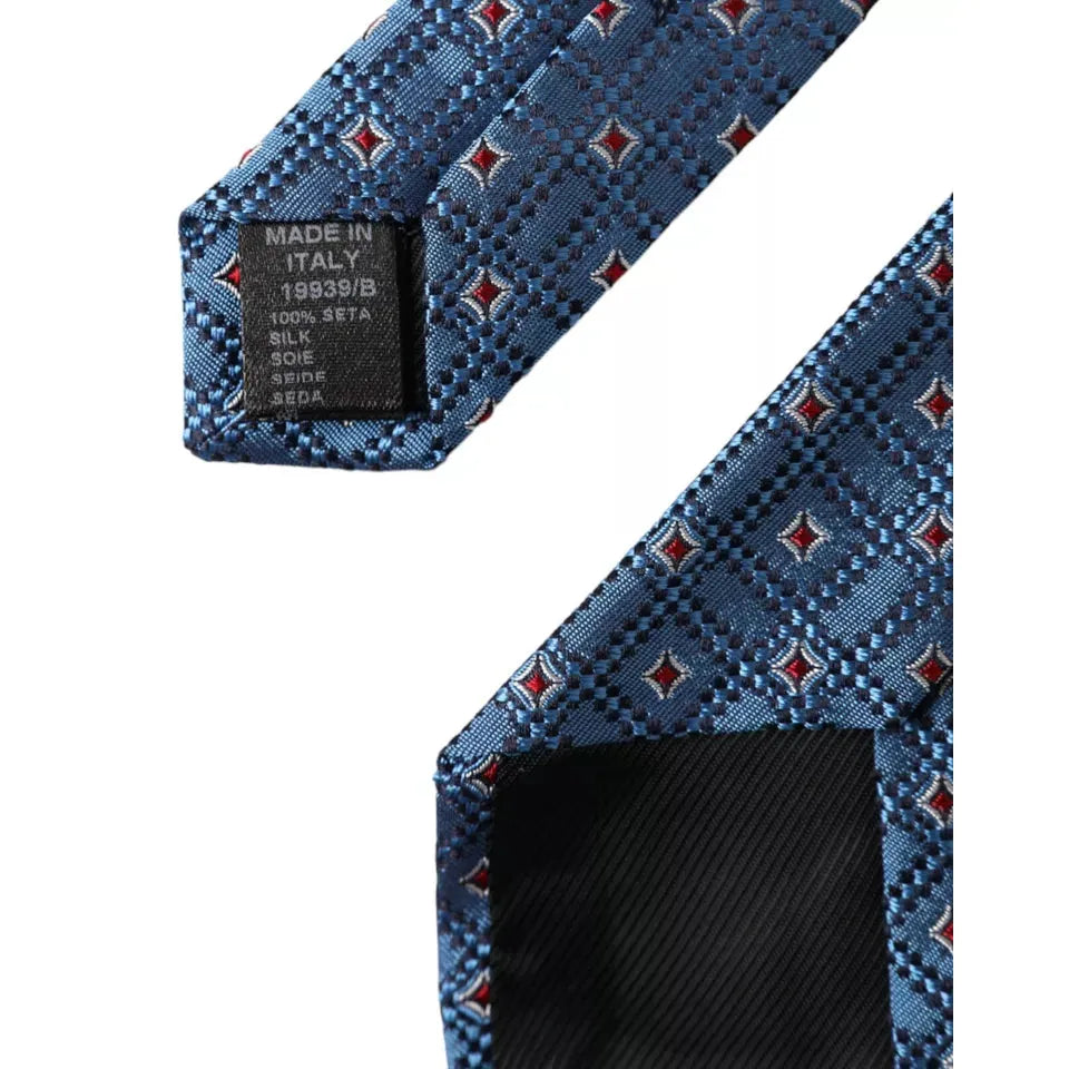 Dolce & Gabbana Blue Patterned 100% Silk Adjustable Men Tie