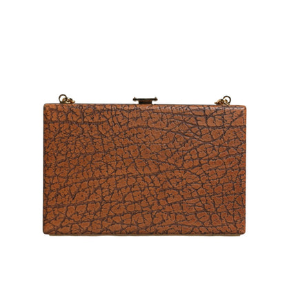 Dolce & Gabbana Brown Leather Gold Frame Clutch Mini Crossbody Bag