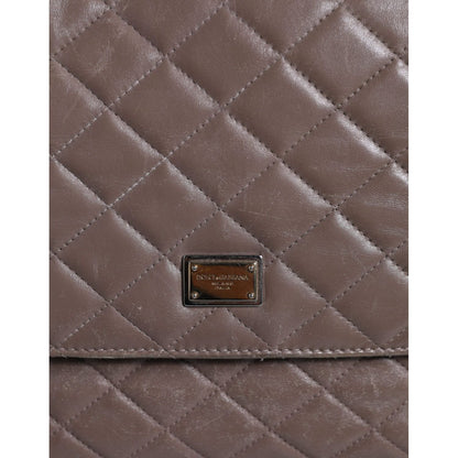 Dolce & Gabbana Brown Quilted Leather Shoulder Purse Satchel Bag