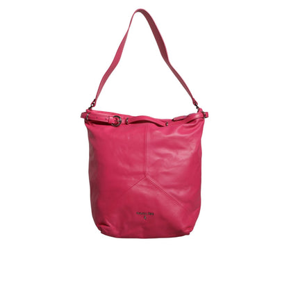 Patrizia Pepe Fuchsia Pink Leather Shoulder Purse Tote Bag