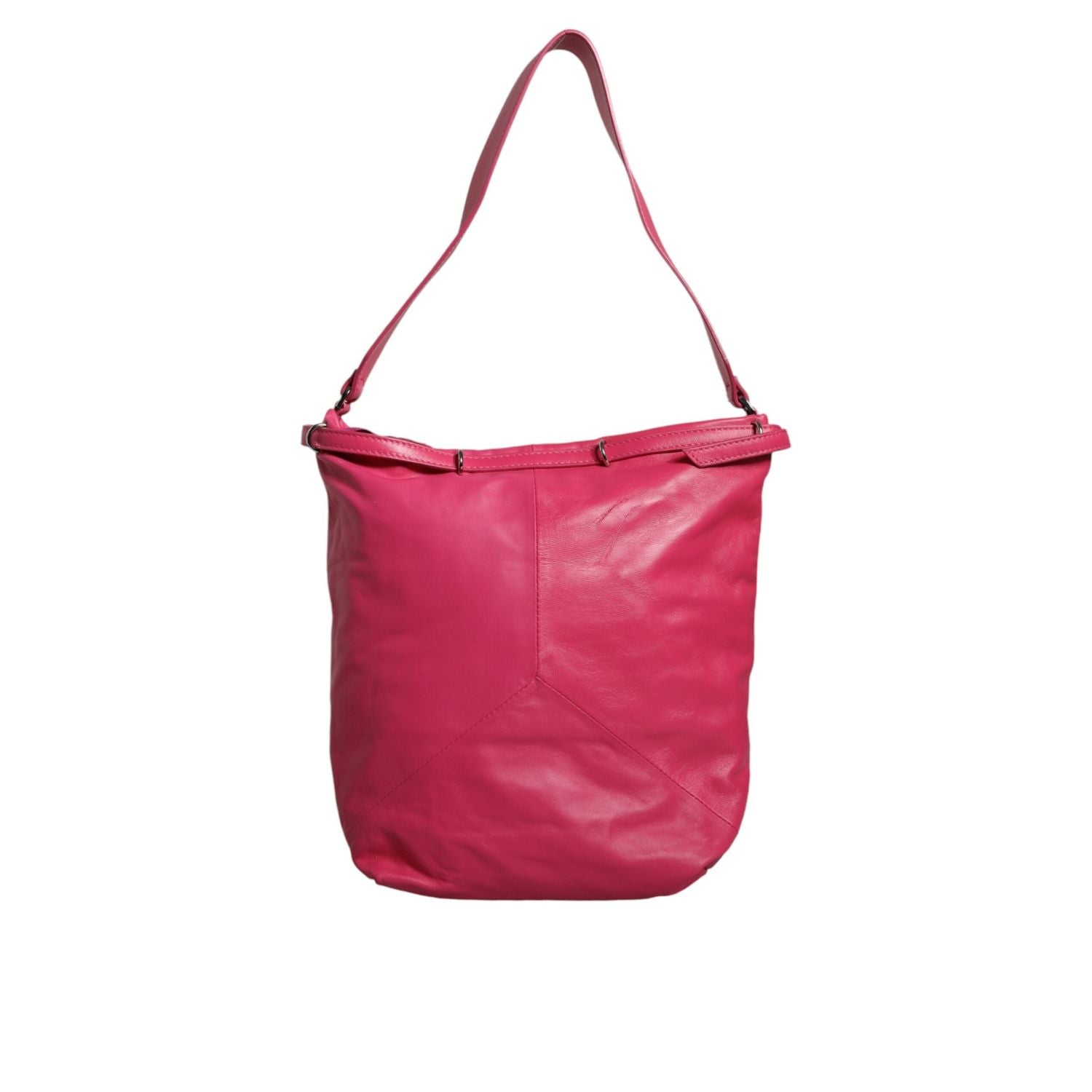 Patrizia Pepe Fuchsia Pink Leather Shoulder Purse Tote Bag