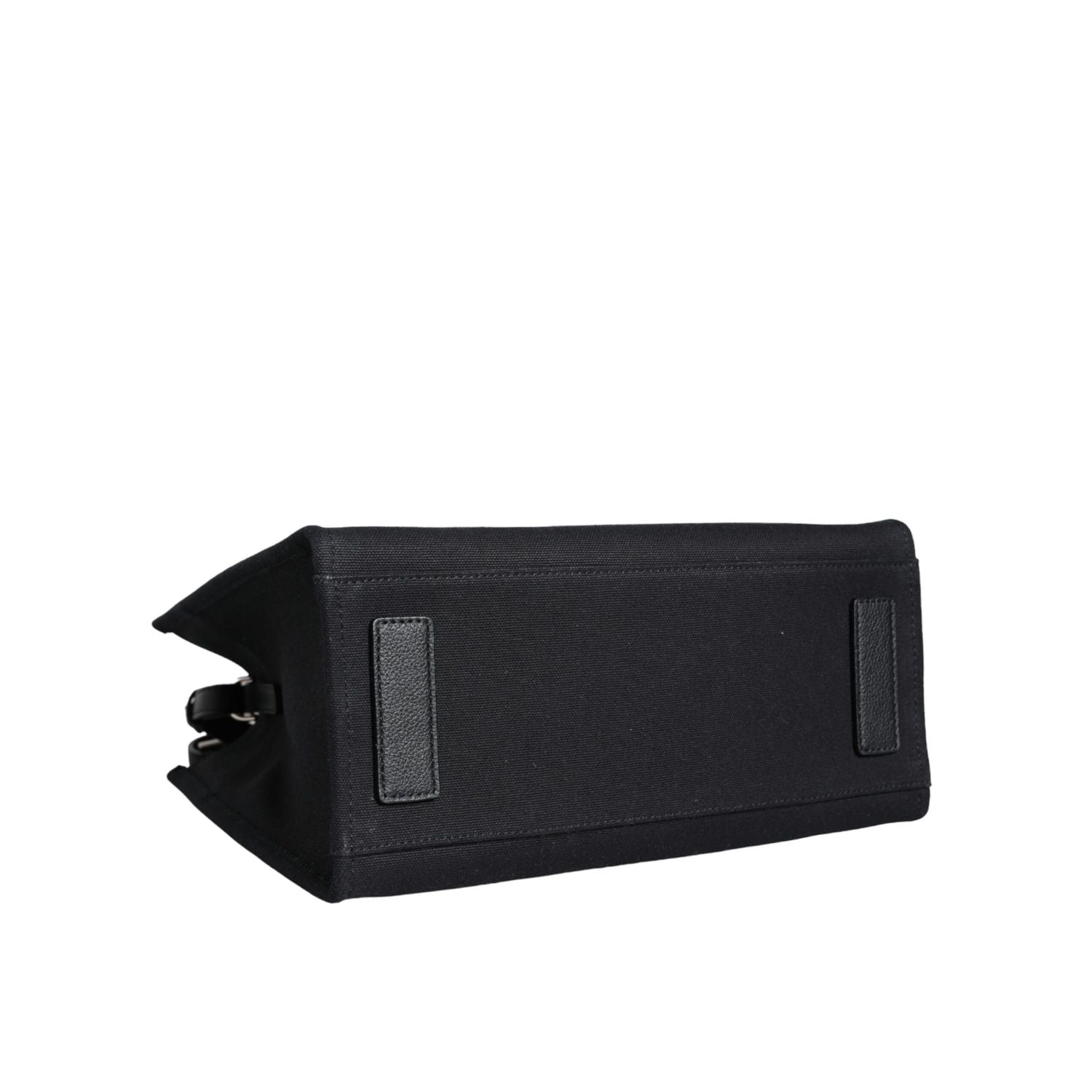 Versace Black Top Handle Canvas Leather Logo Crossbody Tote Bag