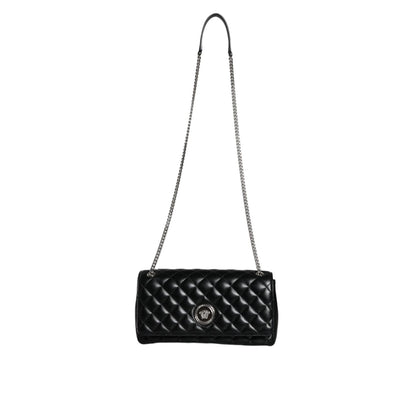 Versace Black Quilted Lambskin Leather Crossbody Shoulder Bag
