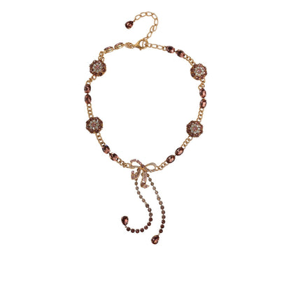 Dolce & Gabbana Gold Tone Brass Crystal Embellished Waist Chain Belt