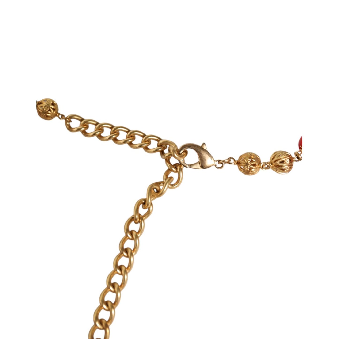 Dolce & Gabbana Gold Brass Red Fur Crystal Waist Torero Belt