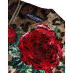 Dolce & Gabbana Brown Leopard Red Roses Cotton A-line Dress DR281207-40