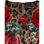 Dolce & Gabbana Brown Leopard Red Roses Cotton A-line Dress DR281207-40