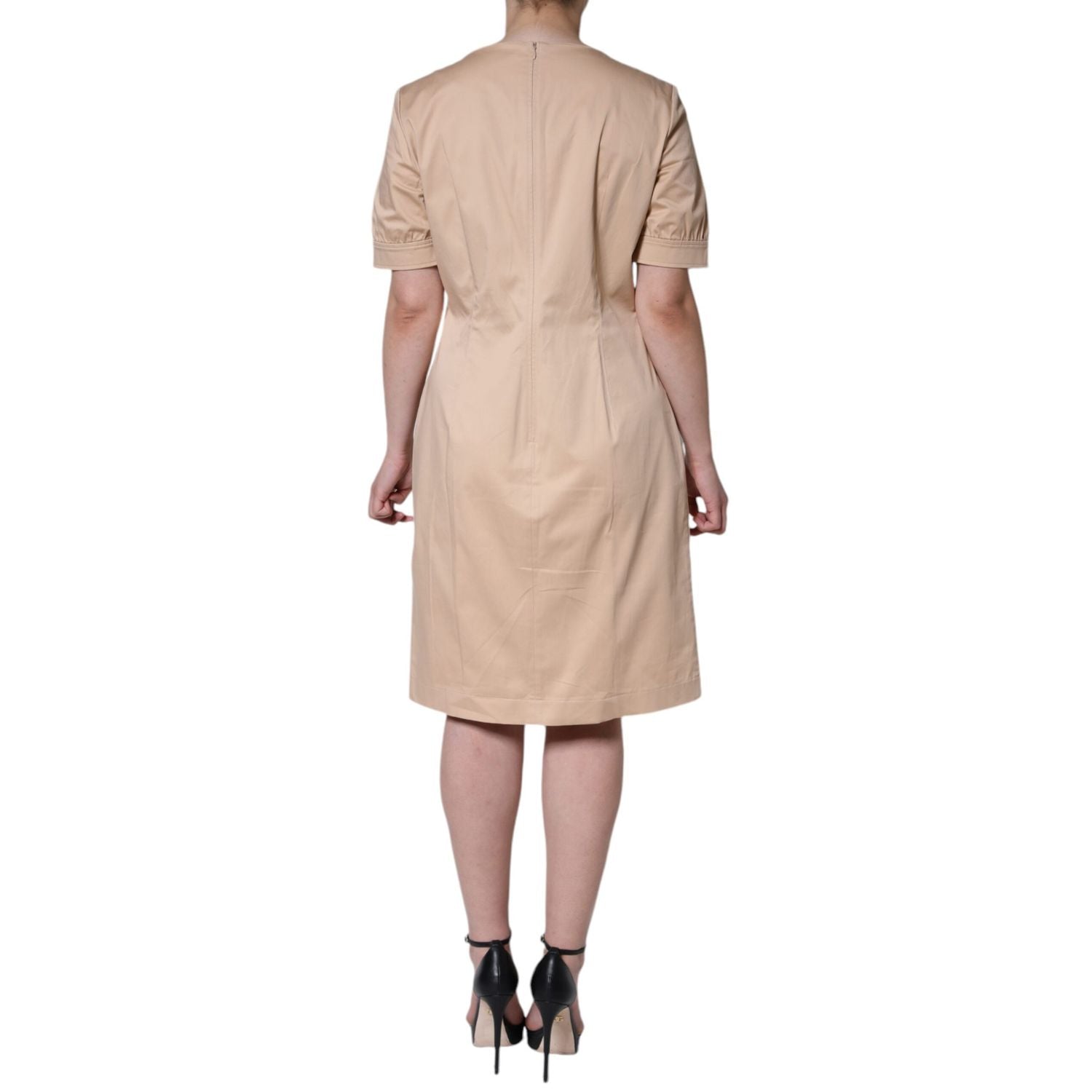 Moschino Beige Cotton Short Sleeve Knee Length Dress