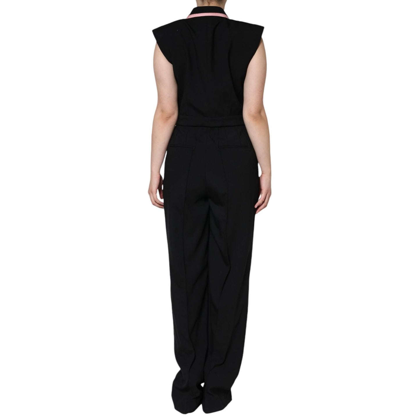 Dolce & Gabbana Black Wool Blend Sleeveless Jumpsuit Dress
