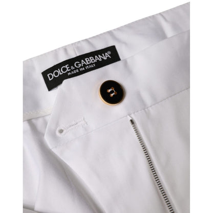 Dolce & Gabbana White Cotton Mid Waist Tapered Denim Jeans