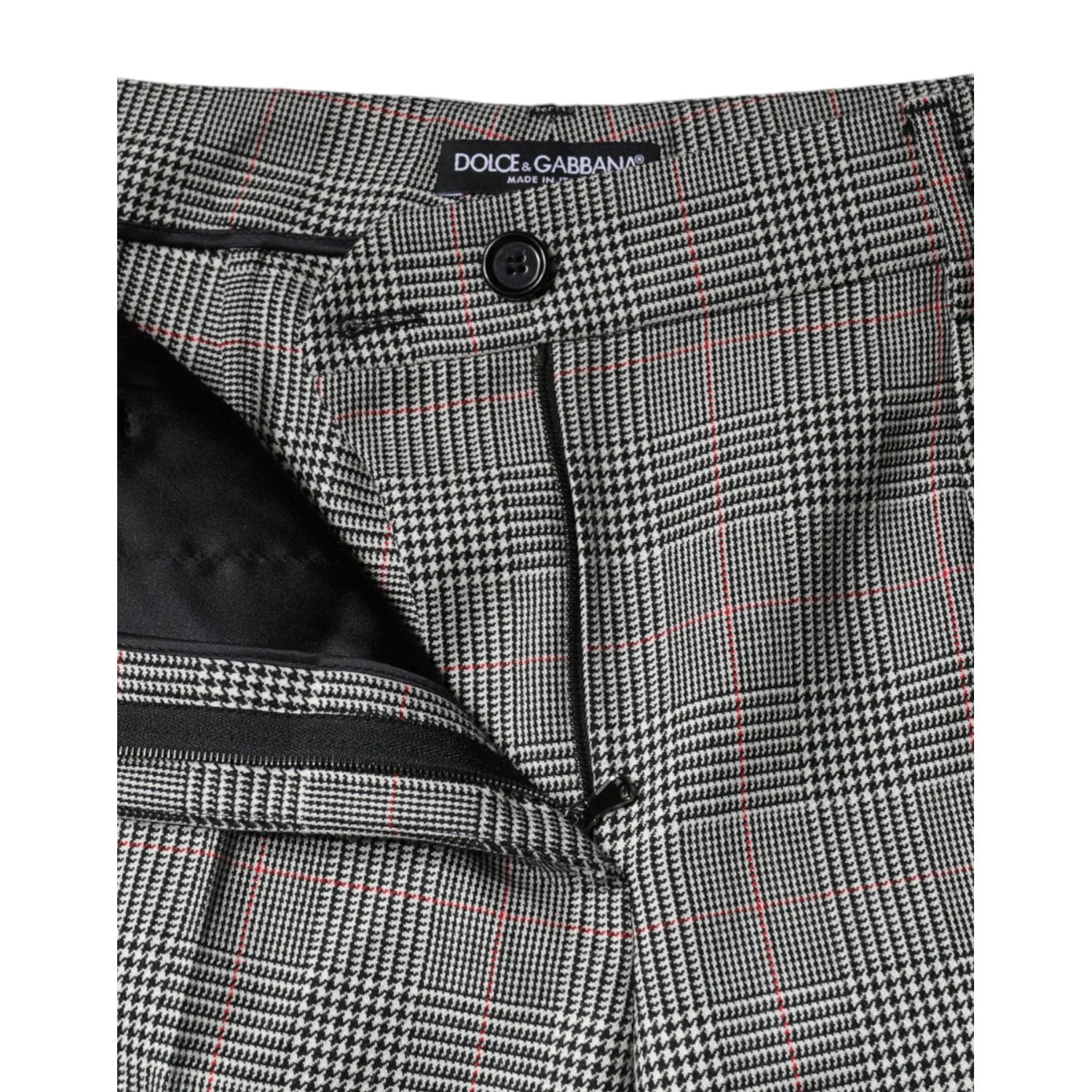 Dolce & Gabbana Gray Plaid Wool Mid Waist Women Tapered Pants