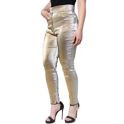 Dolce & Gabbana Metallic Gold High Waist Skinny Pants
