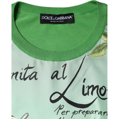Dolce & Gabbana Green Silk Granita Al Limone Long Sleeves Sweater