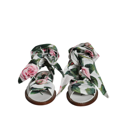 Dolce & Gabbana Multicolor Floral Print Ankle Wrap Sandals Shoes