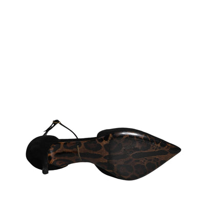 Dolce & Gabbana Black Suede Ankle Strap Pumps Heels Shoes