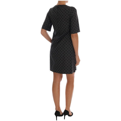 Dolce & Gabbana Gray Polka Dotted Wool Stretch Dress