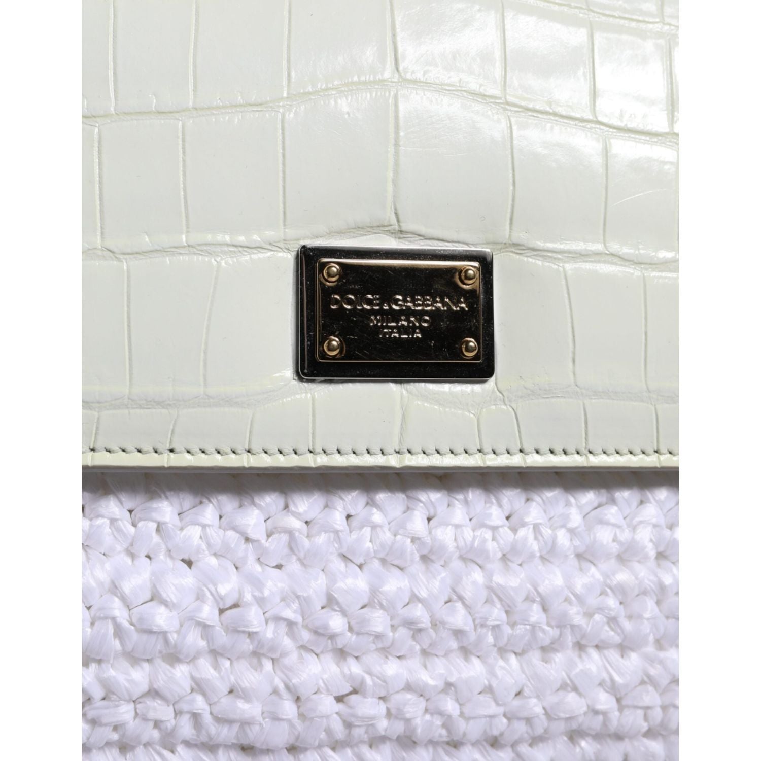 Dolce & Gabbana White Rafia Leather SICILY Crossbody Bag