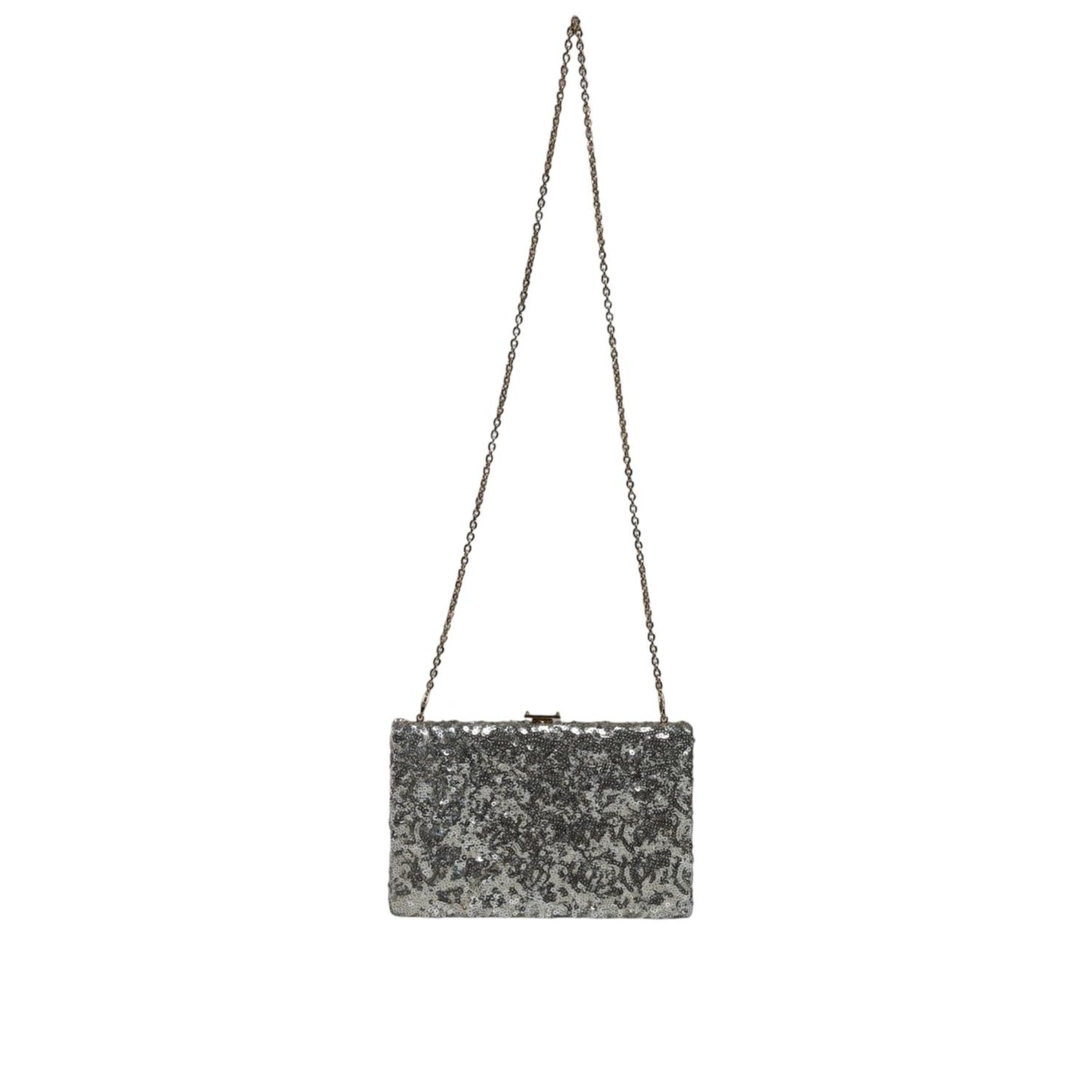 Dolce & Gabbana Silver Sequined Clutch Evening Crossbody Bag