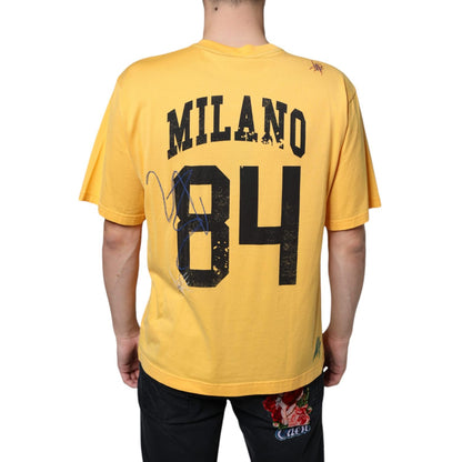 Dolce & Gabbana Yellow Secret Graden Floral Cotton Crew Neck T-shirt